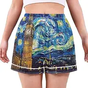 [RPLIFE] Big Ben London Women's Starry Night Blue Pajama Shorts with Pockets