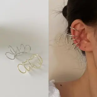 【Oni 歐妮】多層圓圈 不對稱耳骨夾式耳環無耳洞耳扣耳夾耳窩夾(1個入)