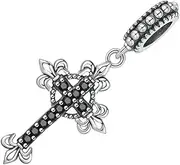 [SHINEOFI] Cross Pendant Bracelet Bead Charm Bracelets Vintage Necklace Beaded Necklace Beaded Bracelet Vintage Bracelet Bangle Cross Charms Bracelet Cross Bead Beads Necklace Silver
