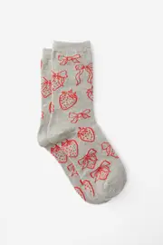 [Typo] Typo - Socks - Strawberry and bows ydg (s/m) SOLID STRAWBERRY AND BOWS YDG (S/M)