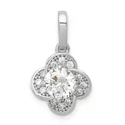 10K White Gold Tiara Collection Polished Cz Pendant