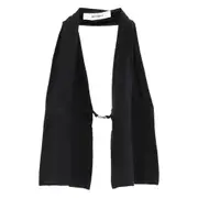 [Gimaguas] Gimaguas Mia Draped Buckle Halter Top M BLACK