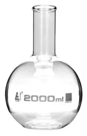 Eisco Labs 2000ml Boiling Flask, Narrow Neck, Flat Bottom - Borosilicate Glass