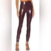 SPANX FAUX PATENT LEATHER LEGGINGS in RUBY MP