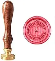 MNYR Vintage Alphabet Letter H Crown Wreath Initial Embossment Wedding Invitations Gift Cards Wax Seal Stamp Stationary Sealing Wax Stamp Wood Handel Set
