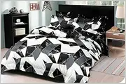 Marble Geometric B Quilt Doona Duvet Cover Set Single Double Queen King Size Available King, 2 Pillow Cases