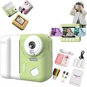 Huzeye Snapalette PrintCam, Instant Print Camera for Kids,1080 HD Photo Recording DIY Selfie Instant Printing Camera Toy for Girls Boys Age 3-12 (Green)