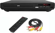 DVD Player for TV, USB Straight, HD 1080P, Power-Off Memory Playback, Intelligent Error Correction, Contain with AV Cable/Remote Control