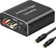 Analog to Digital Audio Converter,Hdiwousp Aluminum RCA to Optical with Optical Cable, Stereo L/R and 3.5mm Jack to Digital Toslink Coaxial Audio Adapter for PS4 Xbox HDTV DVD Headphone