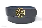 Tory Burch Britten 1.5" Reversible Logo Belt Black Navy Pebbled Leather 84841
