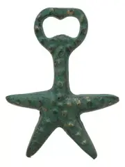 Rustic Verdigris Green Cast Iron Nautical Sea Star Starfish Glass Bottle Opener