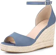 [Allegra K] Women's Espadrille Platform Ankle Strap Wedge Heel Sandals