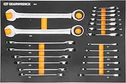 GEARWRENCH 21 Piece 72T SAE Standard & Stubby Ratcheting Wrench Set with EVA Foam Tray - 86526