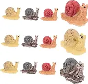 12pcs Micro Landscape Snail Miniature Garden Animals Miniature Snail Figures Mini Snail Figurine Cute Snail Figurine Potted Bonsai Tea Pet Micro Scene Crafts Bionic Synthetic Resin