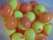 50 NEW 2" ROUND - ORANGE & YELLOW Snap-On Fishing BOBBERS FLOATS