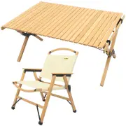 Chair & Table Set Bamboo Camping Folding Portable Outdoor Picnic Travel BBQ