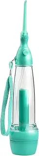 Cordless Water Dental Flosser Non-Electric Portable, Manual Air Pressure Simple Operation, Bottle Strengthening Dental Oral Irrigator for Home & Travel, Green.
