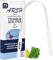 Arsh Tongue Scraper for Adults & Kids stainless steel Tongue Cleaner for Oral Care & Hygiene tongue cleaner for men and women Tongue scrubber for reduce bad breath Tongue Cleaners (White)