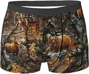 [ASBBTYG] Hunting Deer Bear Moose Print Men Boxer Briefs Breathable Stretch Underwear for Everyday Lightweight Briefs