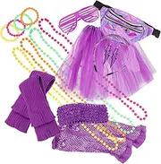 [WESIEVYA] 1 Set Retro Accessories Necklace Bracelet Fishnet Gloves Headband for Prom Parties Themed Events Comfortable Reusable Jewelry Collection