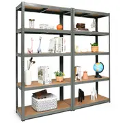Giantex 2x 1.8M Warehouse Shelves 5-Tier Metal Storage Rack Garage Shelving Home Office Display Shelf Grey