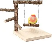 HPAWHOMEPART Bird Perch Stand Tabletop,Natural Pricklyash Wood Parrot Playground,Bird Active Toys Cage Accessories,Playstand Platforms for Parrots Parakeets Canaries Cockatiels Conure Lovebirds