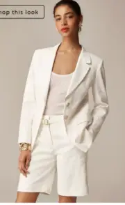 J.Crew $298 Madelyn Blazer Linen Blend Ivory Size 4 BZ883