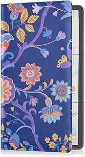Yoogain Floral Vintage Blue Pu Leather Car Registration & Insurance Card Holder Glove Box Organize vehicle Glove Box Organizer for Documents, Cards, License