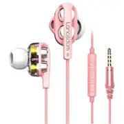 C4d In Ear Earphone Stereo Gaming Earbuds Pink Wired Earphones