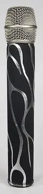 MicFX ROCK FLAMES SILVER MICROPHONE SLEEVE / FITS WIRELESS MICROPHONES