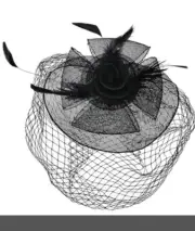Flapper Kentucky Derby Bride Hat Fascinator 2PC Set Black Lace Feather Netting