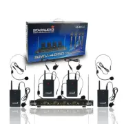 VHF Microphone Reciever Wireless 4CH Headset Microphones Lavalier Bodypack Mics