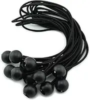 HJ Garden 12pcs 12 Inches (30cm) Ball Bungee Cords Black Elastic String Canopy Tarp Tie Down Straps Tent Fix Rope