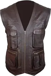 JW Adventure Chris Pratt Leather Vest - Owen Grady Mens Motorcycle Biker Leather Vest