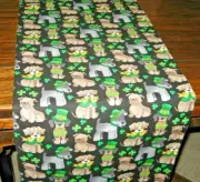 St. Patrick's Clover Dog Black Green IRISH Handmade Table Runner