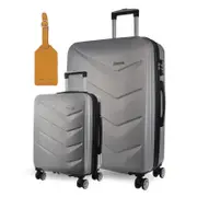 Pierre Cardin Hard Shell Large and Cabin 2-Piece Set Luggage Tag - Silver