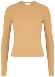 Frame Ribbed Stretch-jersey top - Camel - M (UK12 / M) M (UK12 / M)