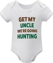 [WOOYONGING] Get My Uncle We're Going Hunting Newborn Boys Outfits Short Sleeve Baby Girl Clothes Romper White Baby Clothes Boy