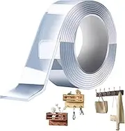 Double Adhesive Tape, Nanotechnology Transparent Sticky Roll Tape - Removable Mounting Tape, Waterproof and Cuttable for Walls, Tiles, Ceramics, and Wood