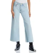 Re/Done Mid Rise Wide Leg Ankle Jeans in Ola Indigo
