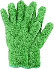 Sibba Dusting Mitt Gloves Microfiber Auto Household Cleaning Mittens Cloth Reusable Washable Gloves for Men Women Kitchen House Blinds Plants Mirrors Lamps Car Cleaning (Dark Green)
