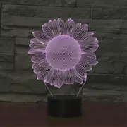Sunflower Black Base Creative 3D LED Decorative Night Light, Powered by USB and Battery