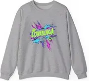 [Generic] Cowabunga Retro 80s 90s Nostalgia Slang Grunge Art Sweatshirt for Adults Crew Neck Long Sleeve Pullover