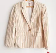Philosophy Linen Blend Striped Beige Blazer M
