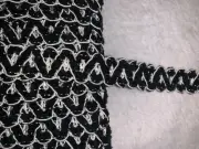 Lot 2 yards black white chenille Non Stretch gimp sewing upholstery Trim 3/4"