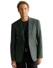 [Trenery] Tailored Fit Textured Wool Blend Blazer in Olive Smoke