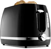 Toaster 2 Slice Euro Design Black and Silver with Warming Rack