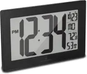 Atomic Wall Clock with Stand, Black Frame/Black Stainless Steel Finish - Large,