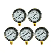 5 pcs Liquid Filled Pressure Gauge 0-5000 PSI 1/4" NPT LM Side Mount 2.5" Face