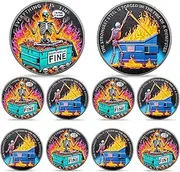 10pcs Colorful Skull Dumpster Fire Challenge Coin - The Strongest Steel is Forged Dumpster Fire Coin - Funny Desk Accessories for Work - Hilarious Coworker Go Away Token - Inspirational Gifts for All